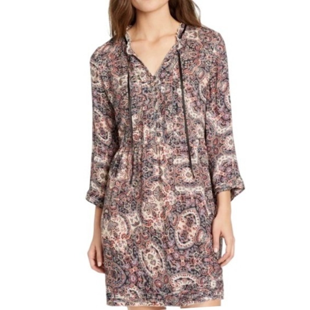 William Rast Atalia Dress Medium Multicolor Paisley Boho‎ Long Sleeve Mini